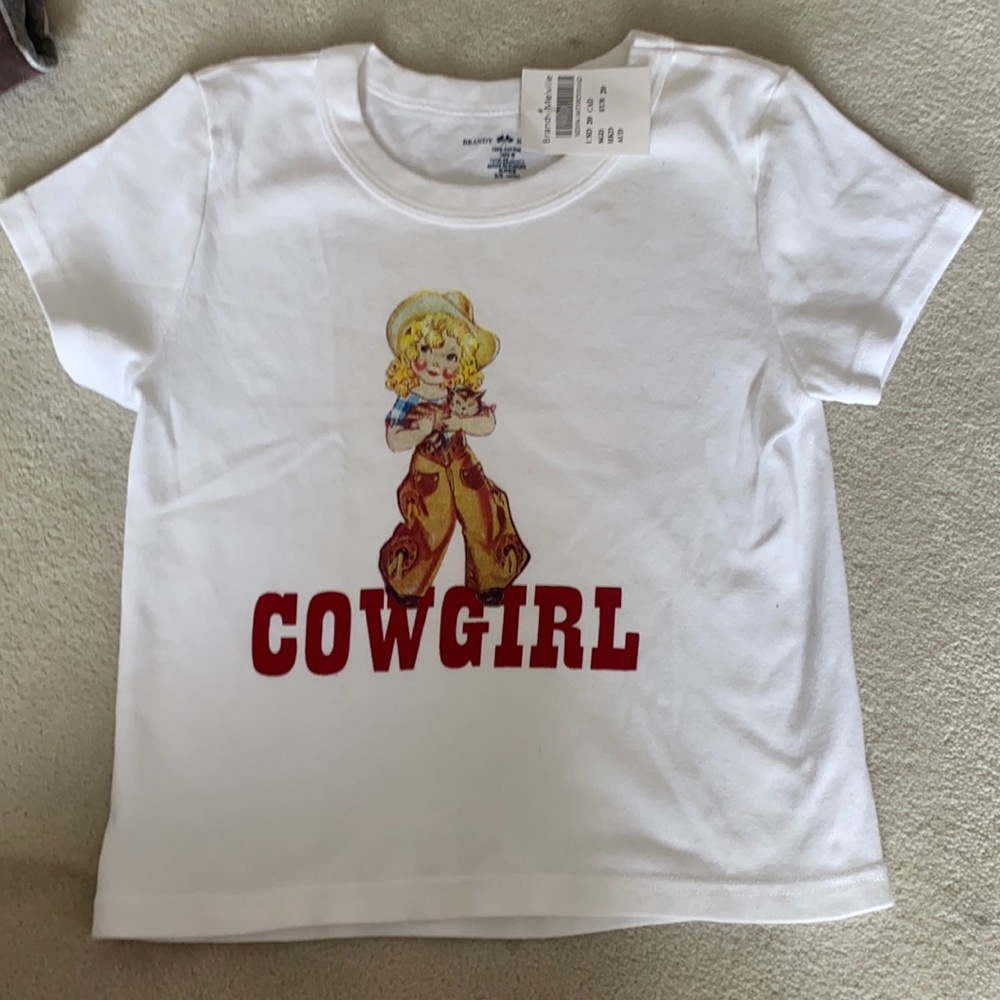 Brandy Melville white cowgirl graphic tee